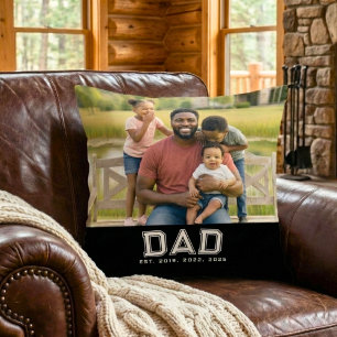Dad Established Modern Bold White Photo Cushion