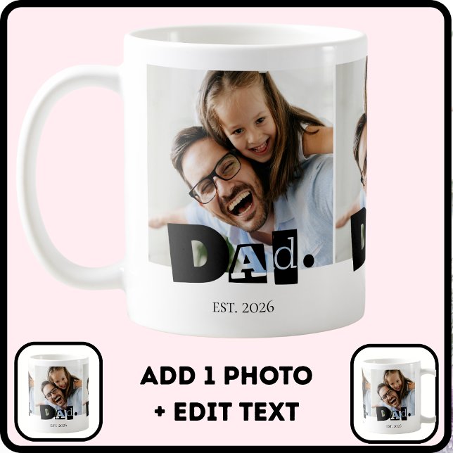 Dad Established Modern Custom Photo  Coffee Mug (Creator Uploaded)