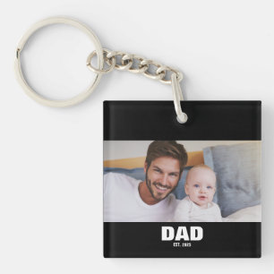 Dad Established Modern Photo Key Ring