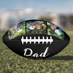 Dad Established Modern Script Black 3 Photo Football