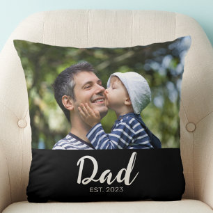 Dad Established Modern Script Photo Cushion