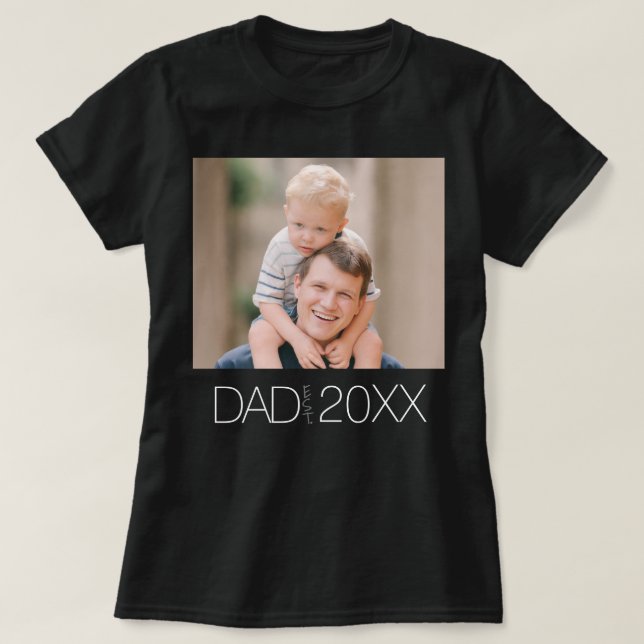 Dad Established Modern Script Photo T-Shirt (Design Front)