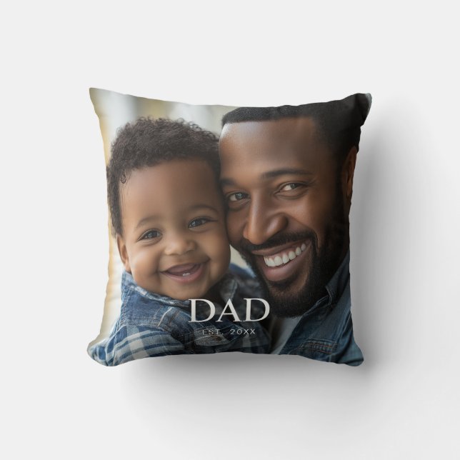 Dad Established Modern Simple Photo  Cushion (Front)