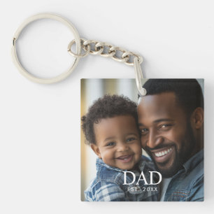 Dad Established Modern Simple Photo Key Ring