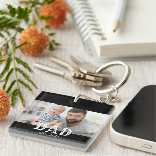 Dad Established Modern Typography Photo Key Ring