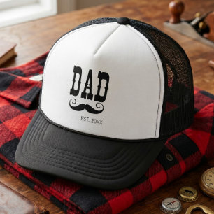 Dad Established Moustache year western vintage Trucker Hat