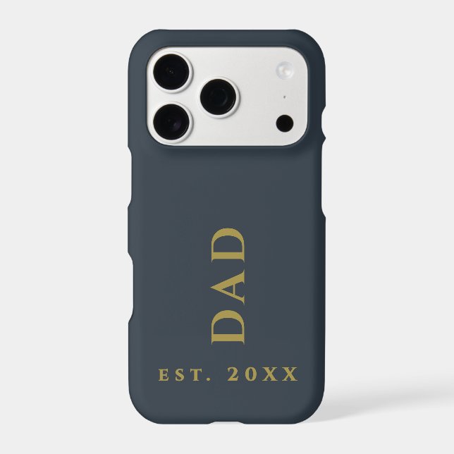 Dad Established Navy Blue Gold Minimalist Keepsake (Back)