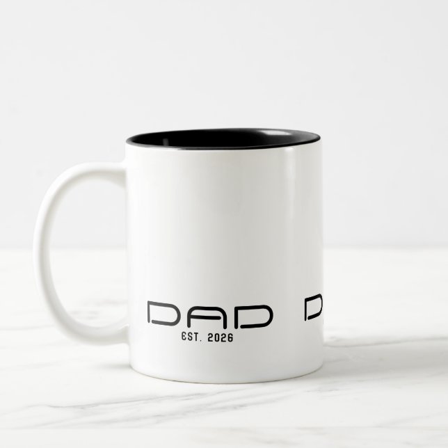 Dad Established New Dad Gift  Two-Tone Coffee Mug (Left)