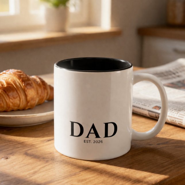 Dad Established New Dad Gift Two-Tone Coffee Mug (Creator Uploaded)