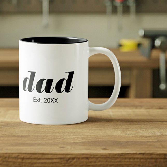 Dad Established New Dad Gift Two-Tone Coffee Mug (Creator Uploaded)