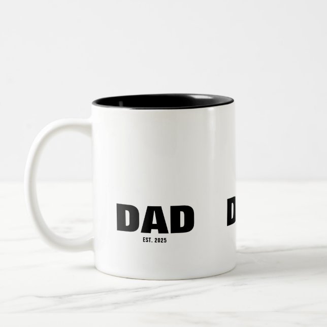 Dad Established New Dad Gift Two-Tone Coffee Mug (Left)