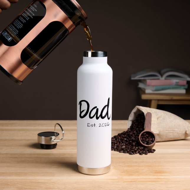 Dad Established New Dad Gift Water Bottle (Coffee (Rotated))