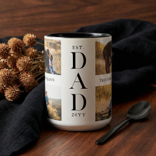 Dad Established Personalised Family Photo Collage Two-Tone Coffee Mug
