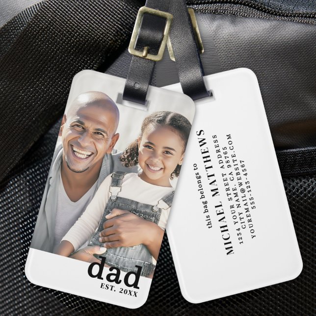 Dad Established Personalised Photo Luggage Tag (Dad Established Personalized Photo Luggage Tag)