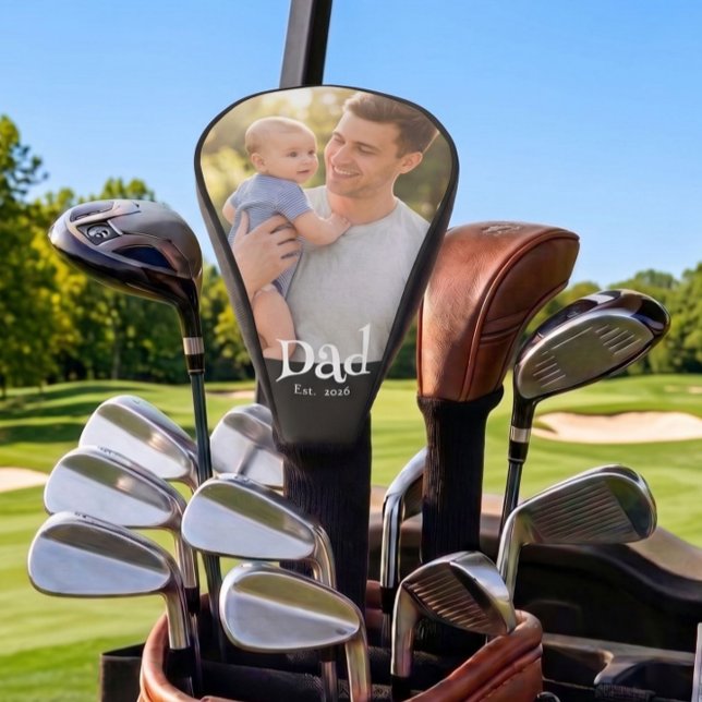 Dad Established Photo Black Fun Bold Simple Golf Head Cover (Creator Uploaded)