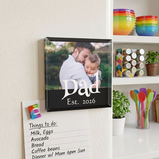 Dad Established Photo Black Fun Bold Simple   Magnet (Creator Uploaded)