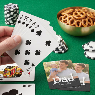 Dad Established Photo Black Fun Bold Simple Playing Cards