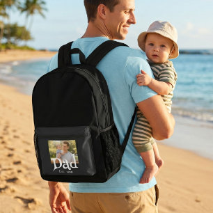 Dad Established Photo Black Fun Bold Simple Printed Backpack