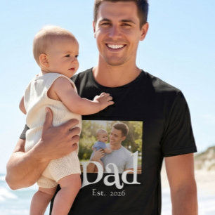 Dad Established Photo Black Fun Bold Simple T-Shirt