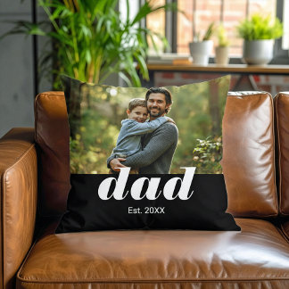 Dad Established Photo Father's Day Cushion