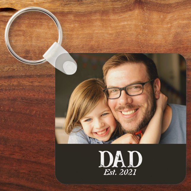 Dad Established Photo Father's Day Gift Key Ring (Front)