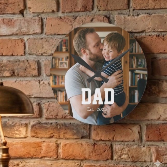 Dad Established Photo Father's Day Gift Round Clock (Creator Uploaded)