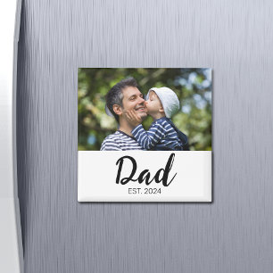 Dad Established Photo Father's Day  Magnet