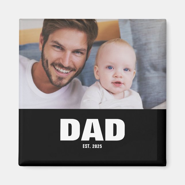 Dad Established Photo Father's Day Magnet (Front)