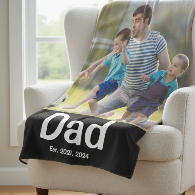Dad Established Photo  Fleece Blanket (Creator Uploaded)