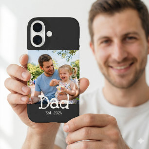 Dad Established Photo Fun Bold Black White iPhone 16 Case