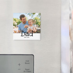 Dad Established Photo Fun Bold Black White Magnet