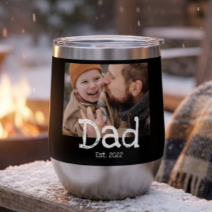 Dad Established Photo Fun Bold White Text Black