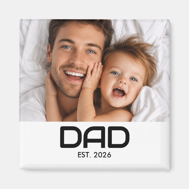 Dad Established Photo Gift Magnet (Front)