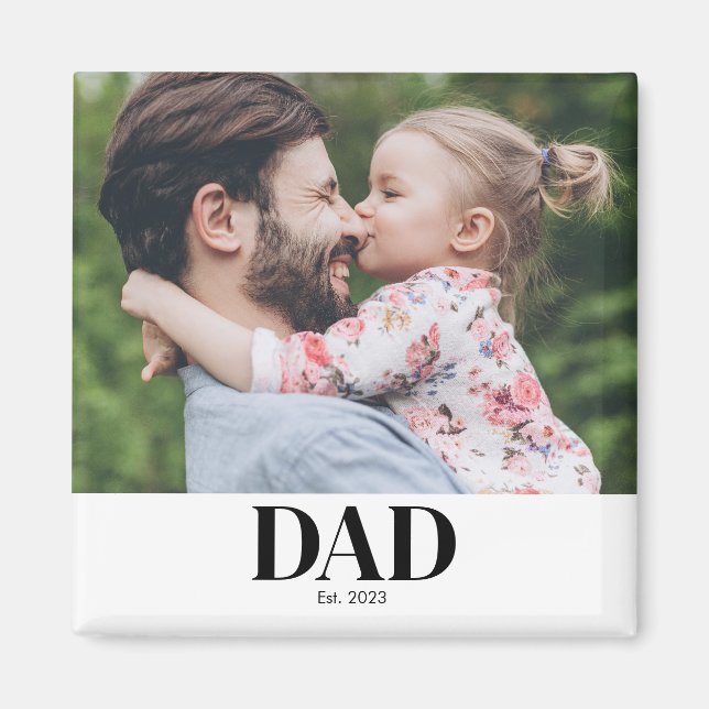  Dad Established Photo Gift Magnet (Front)