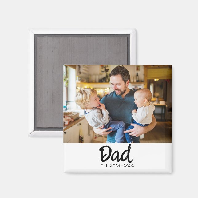 Dad Established Photo Magnet (Front/Back)