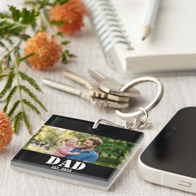 Dad Established Photo Memory Gift Key Ring (Front Right)