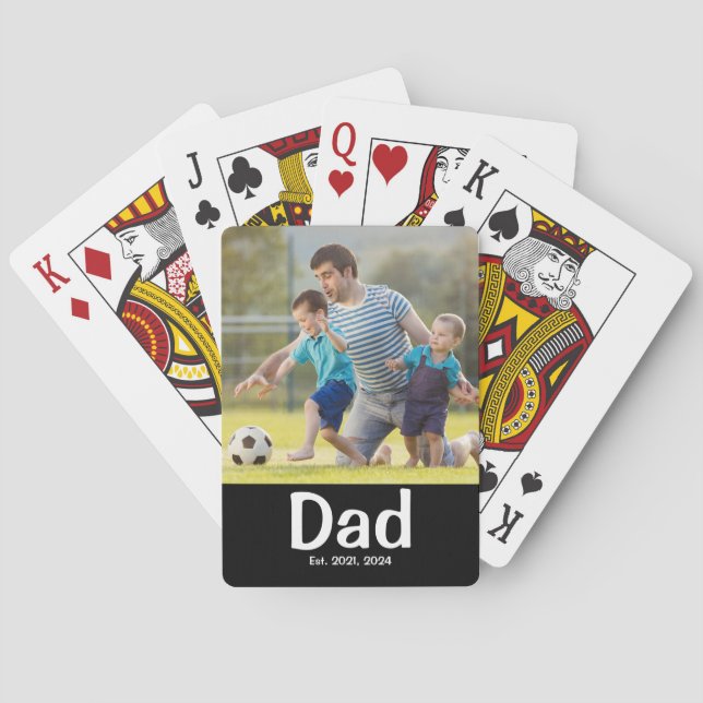 Dad Established Photo  Playing Cards (Back)