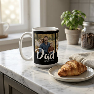 Dad Established Script Black 3 Photo Coffee Mug