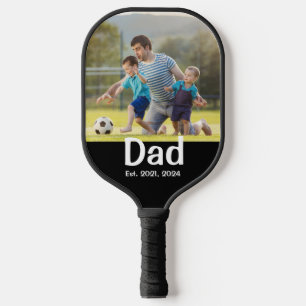 Dad Established Script Black Photo  Pickleball Paddle