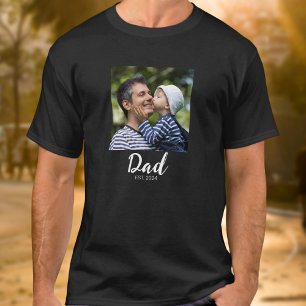 Dad Established Script Photo  T-Shirt