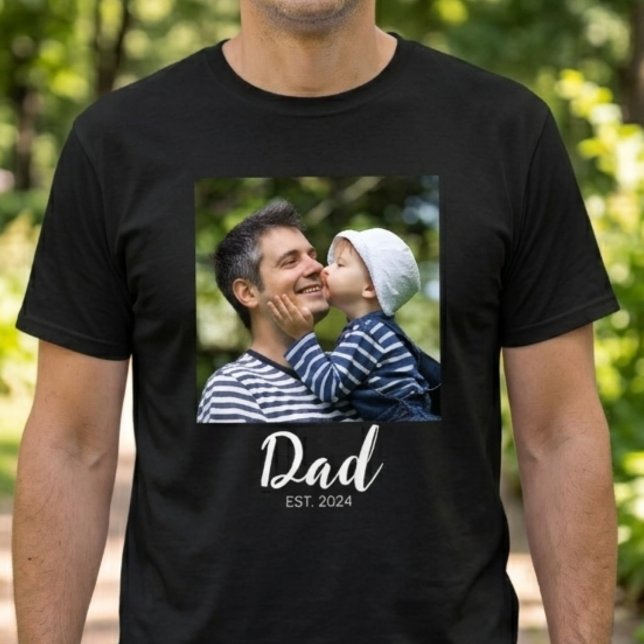 Dad Established Script Photo  T-Shirt (Creator Uploaded)