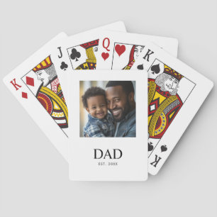 Dad Established Simple Black Photo Playing Cards
