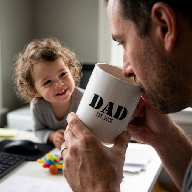 Dad Established Simple Bold Black Font Coffee Mug (Dad Established Simple Bold Black Text on a White Mug)