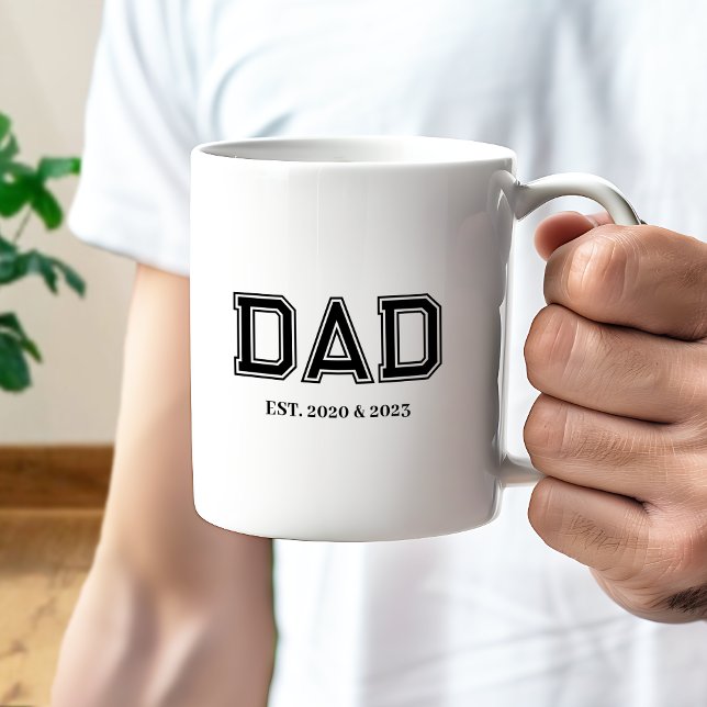 Dad Established Simple Modern College Typography Coffee Mug (Dad Established: the perfect customizable college style text design with the years he became a dad)