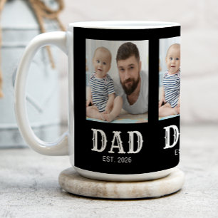 Dad Established Typography Black 3 Photo Coffee Mug