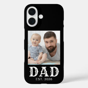 Dad Established Typography Photo Black iPhone 16 Case
