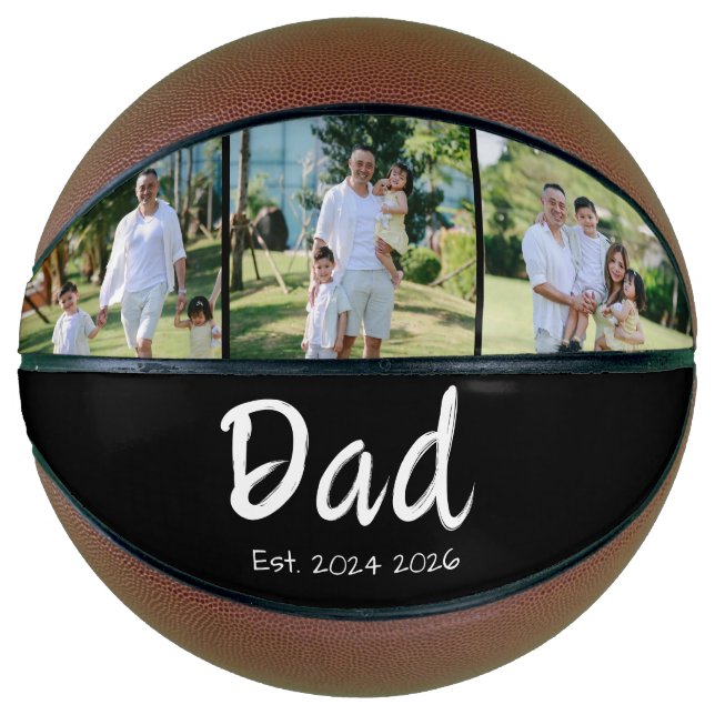 Dad Established white script 3 photo Basketball (Front)
