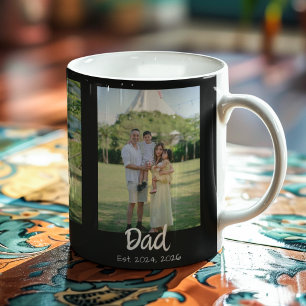 Dad Established white script Black 3 Photo Coffee Mug