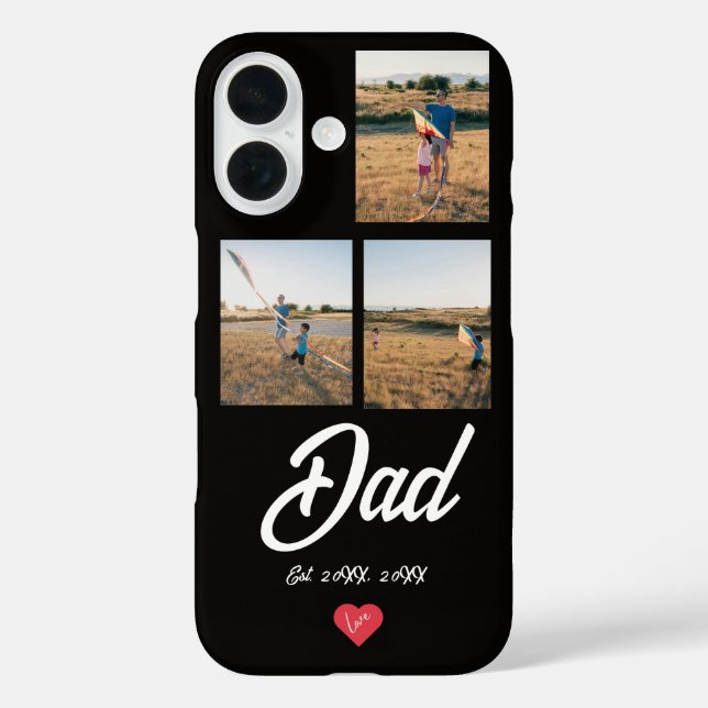 Dad Established White Script Red Heart 3 Photo  Case-Mate iPhone Case (Back)