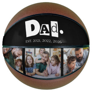 Dad Established Year 3 Kids Photo Collage Basketball